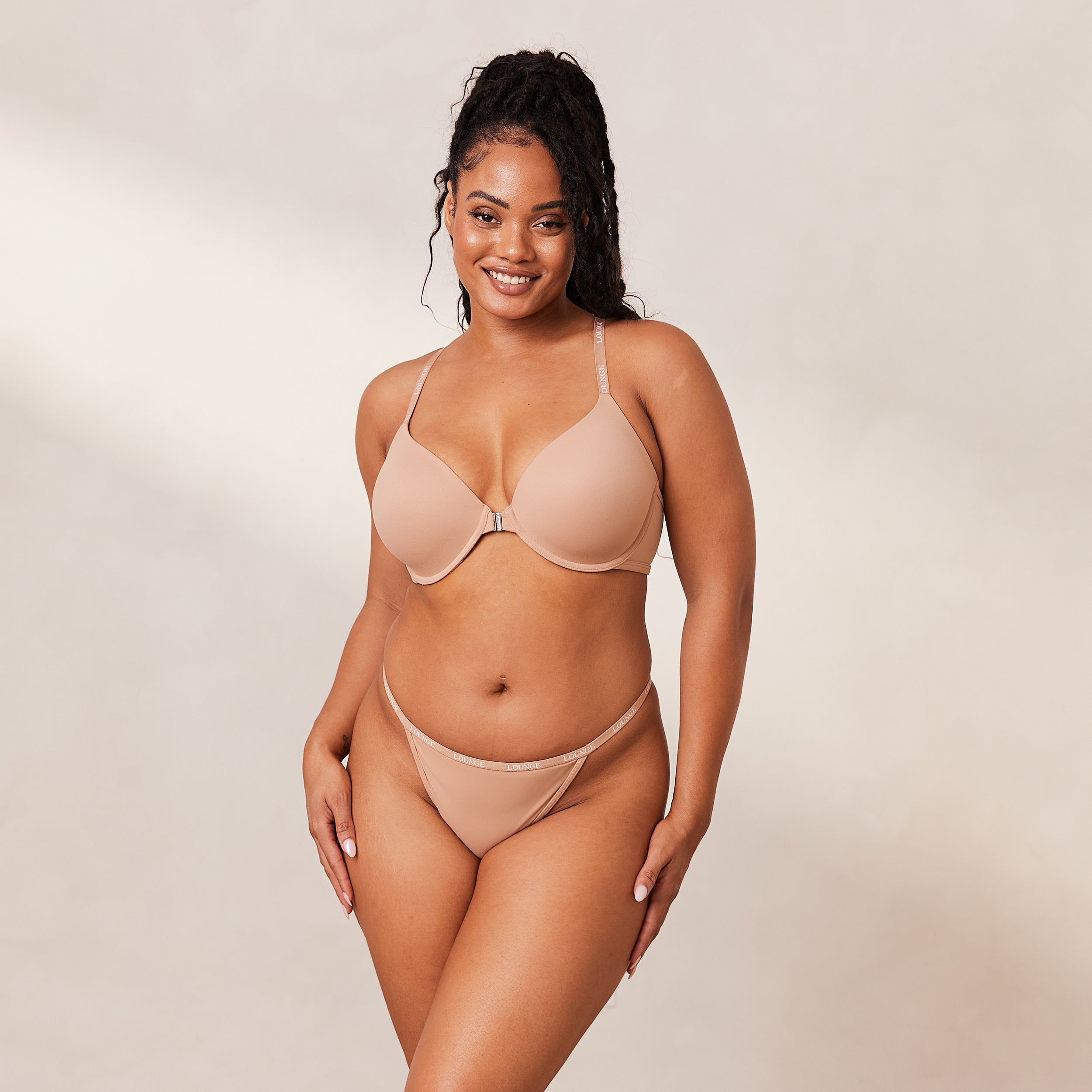 Smooth Front Fastening T-shirt Bra  - Honey