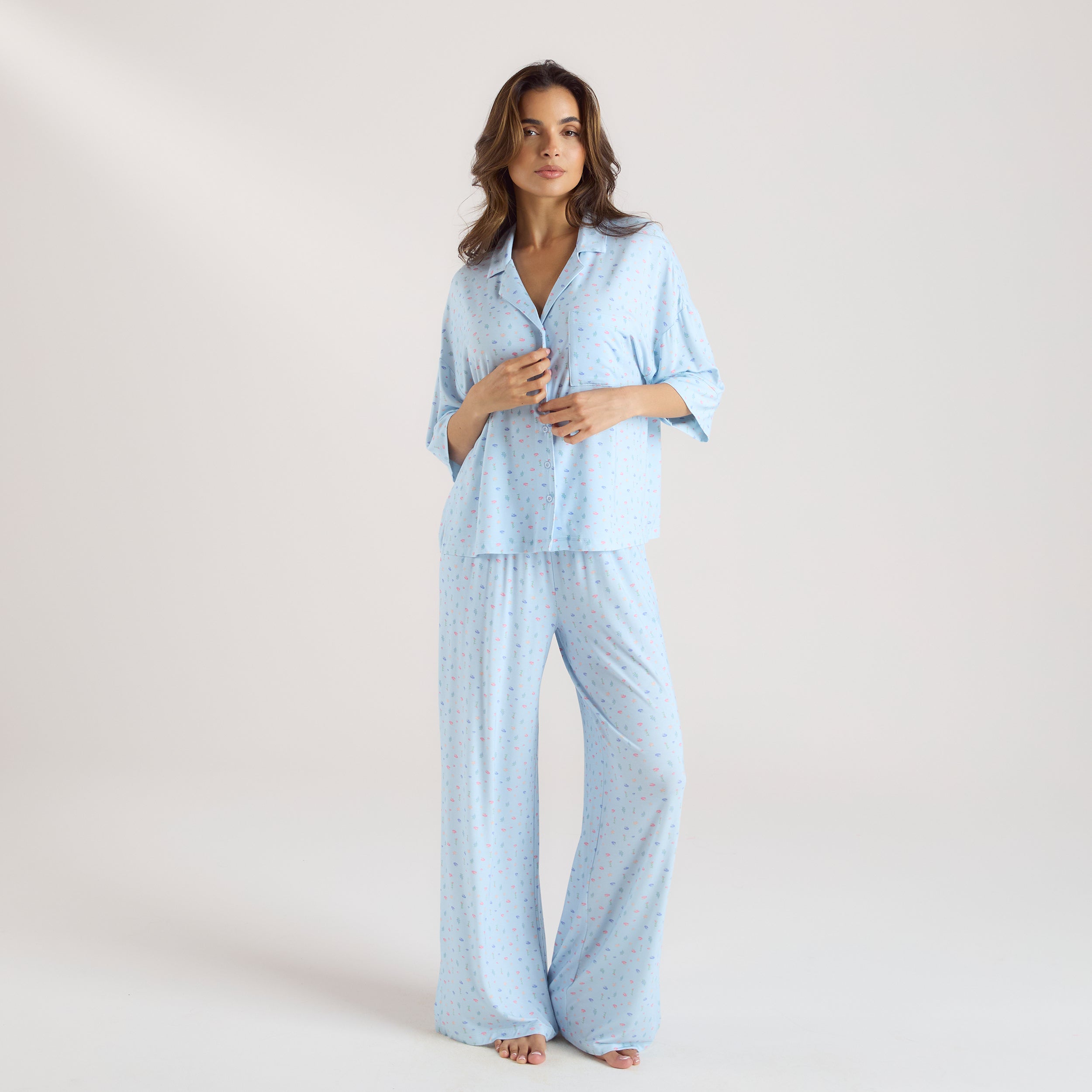 Modal Pajama Bottoms - Blue Floral