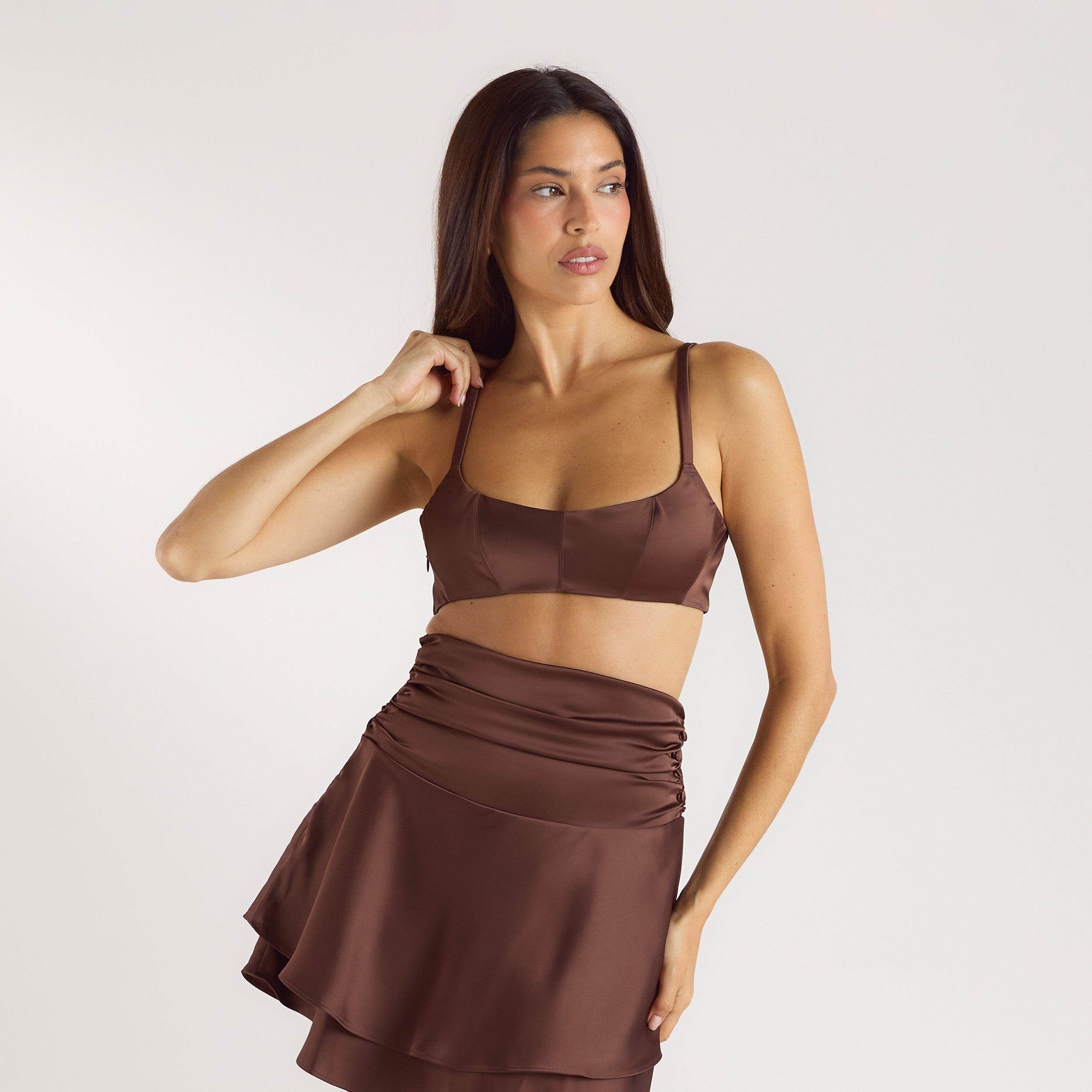 Mimi Satin Bralette - Chocolate