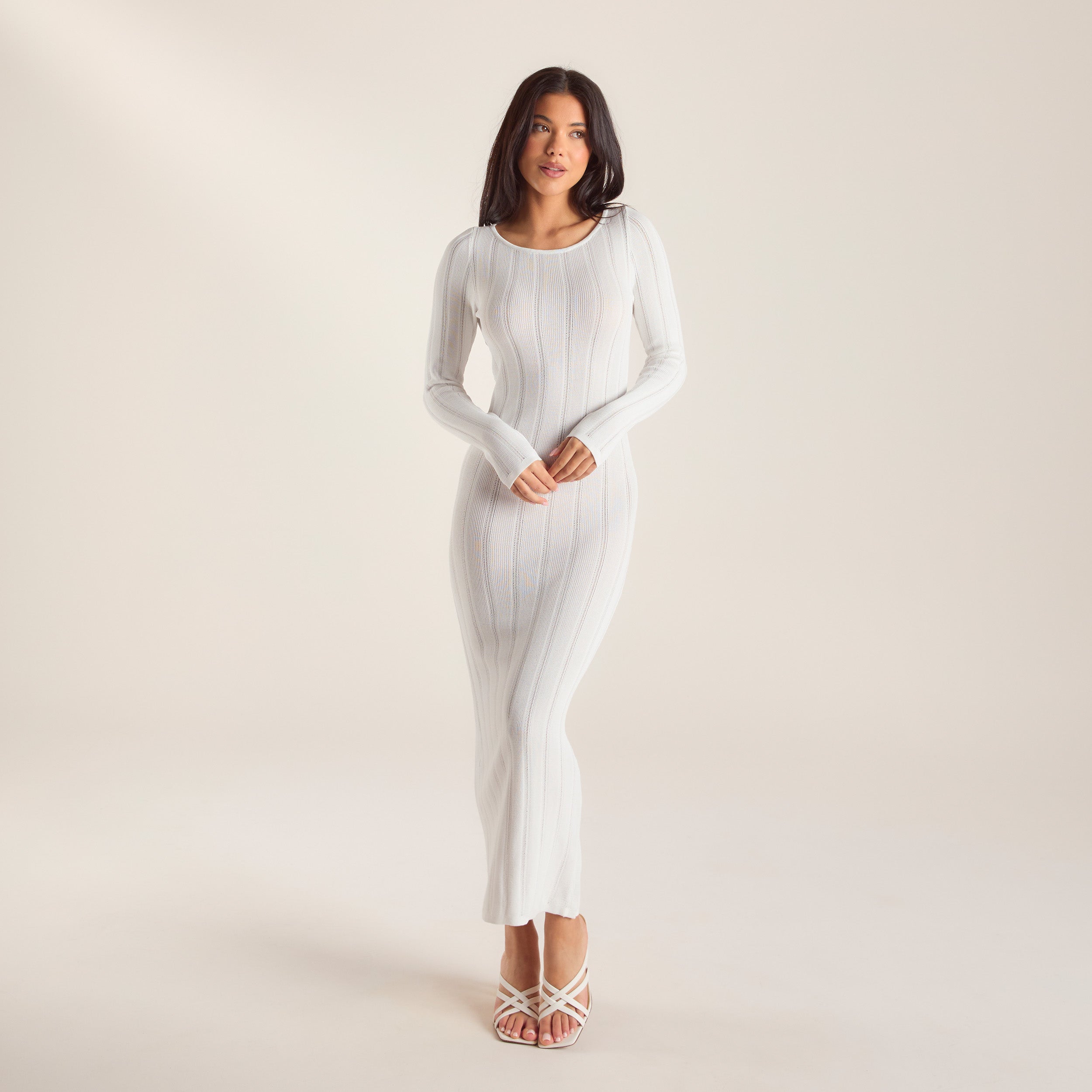 Knitted Maxi Dress - Off White