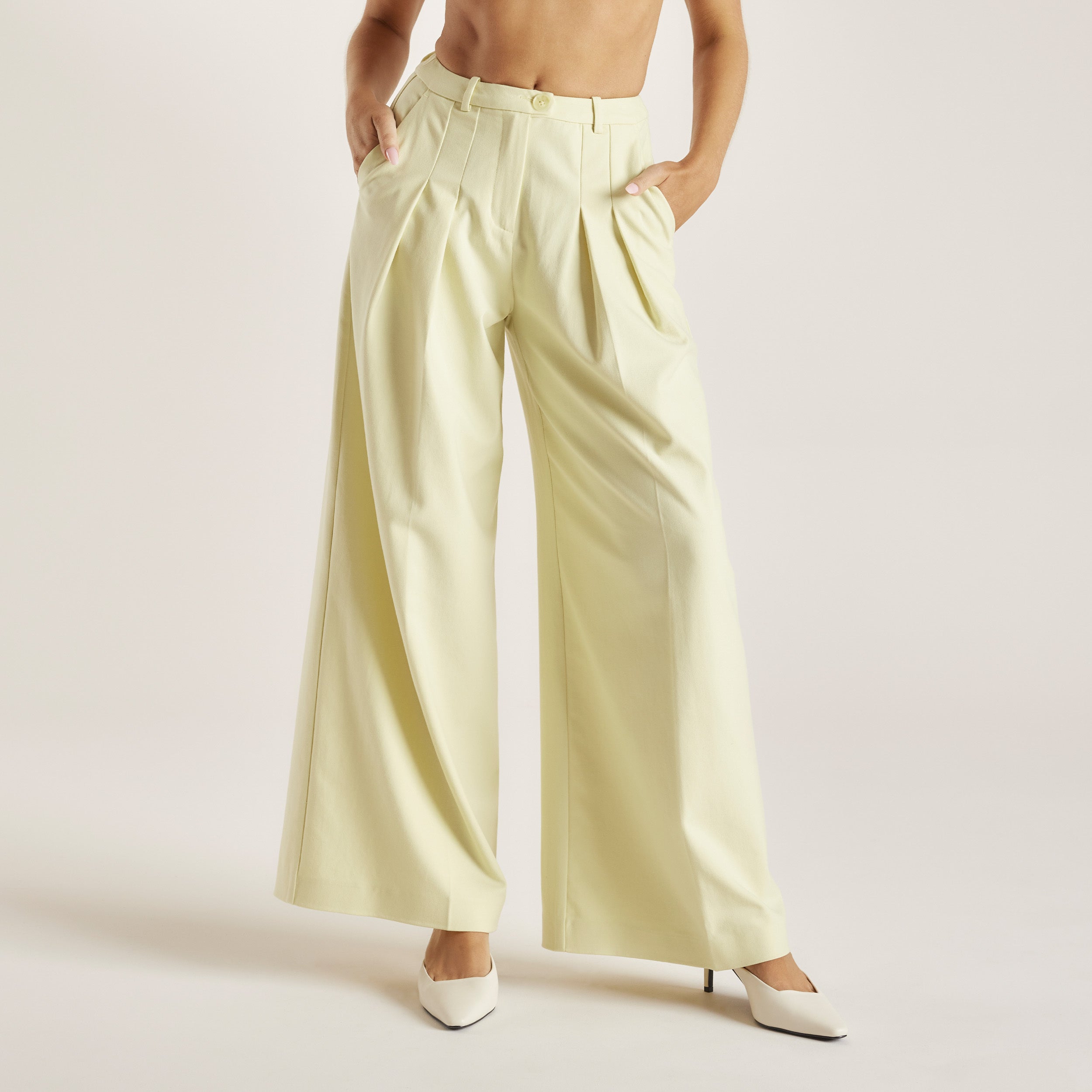 Woven Wide-Leg Pants - Buttermilk