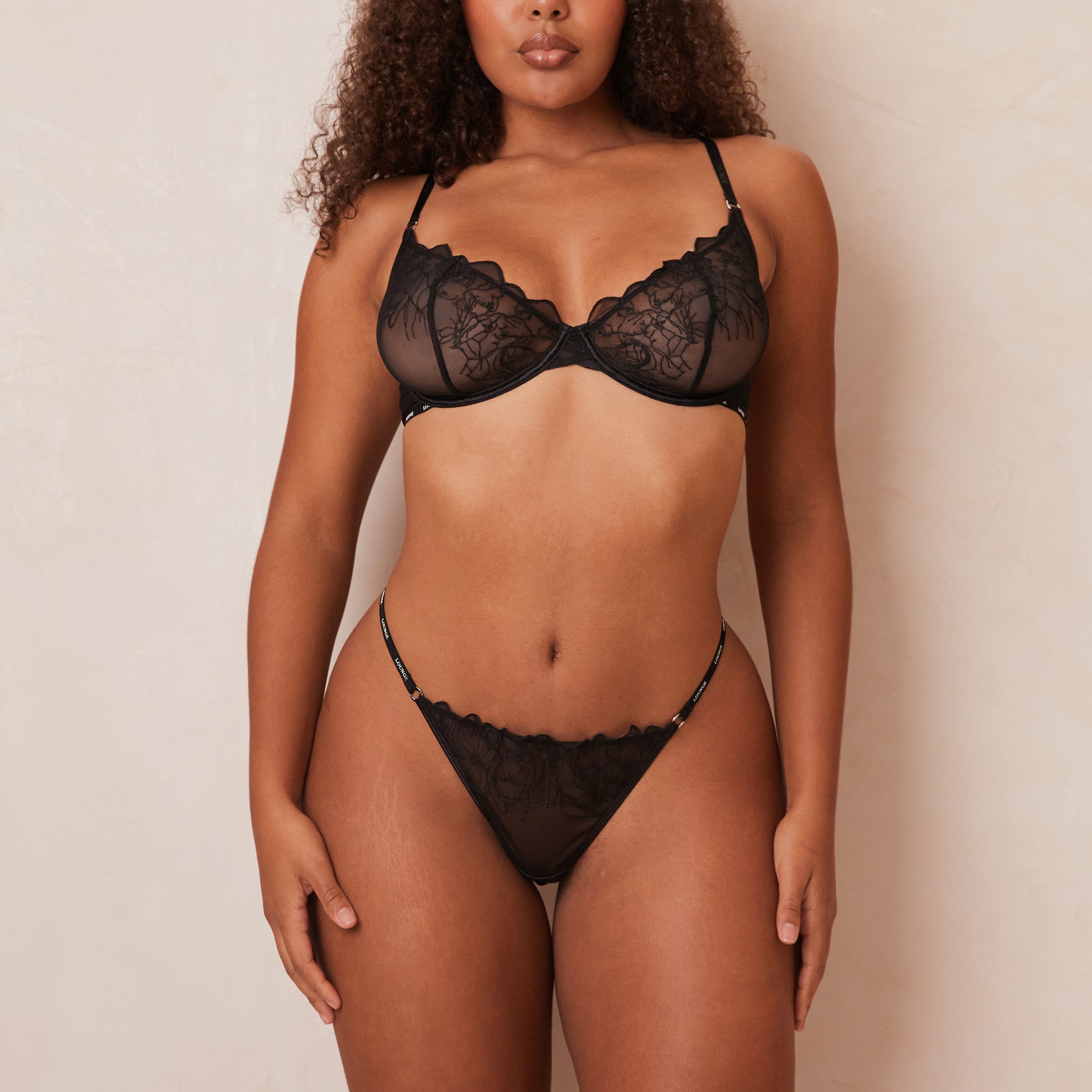 Illustration Balcony Bra  - Black