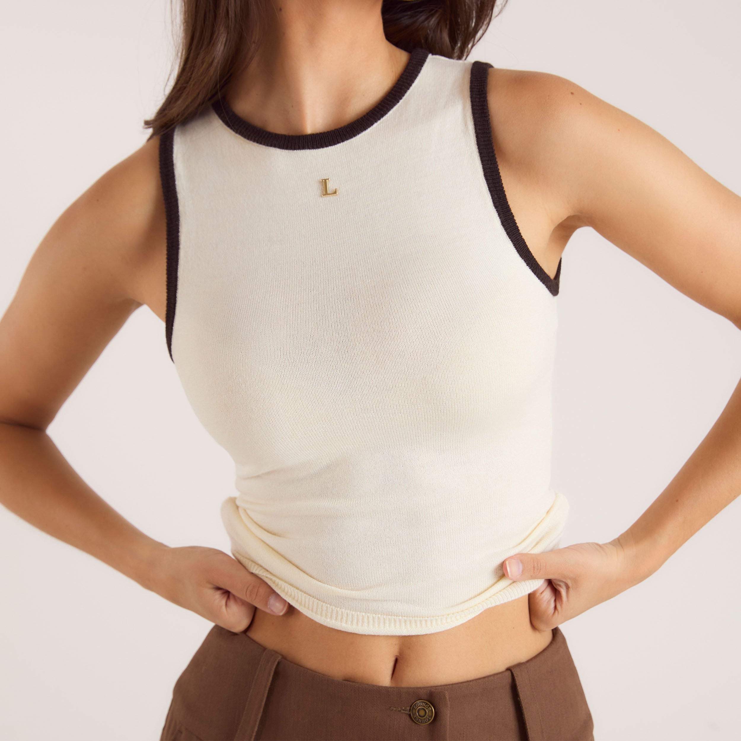 Knitted Vest Top - Off White