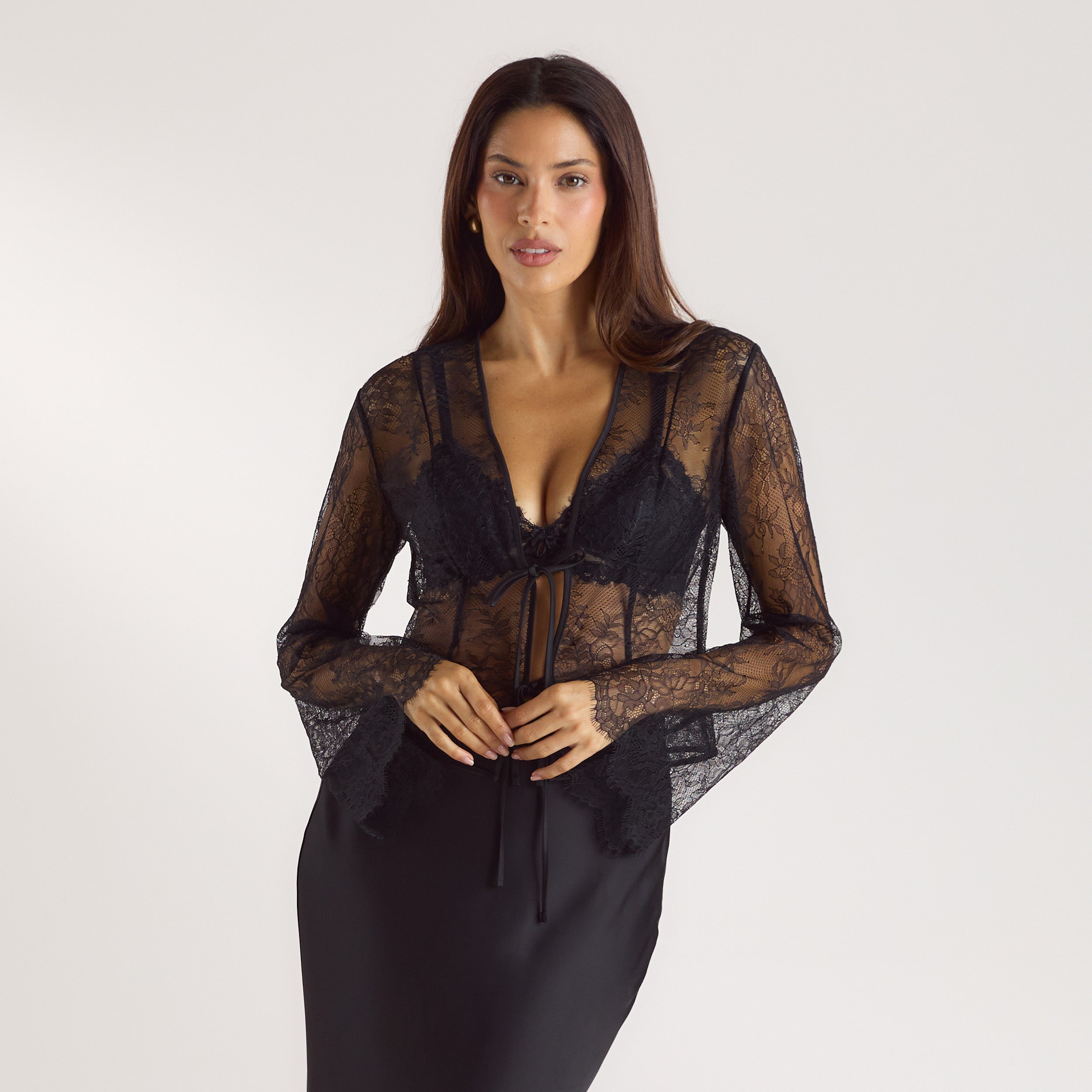 Mimi Lace Tie Top - Black