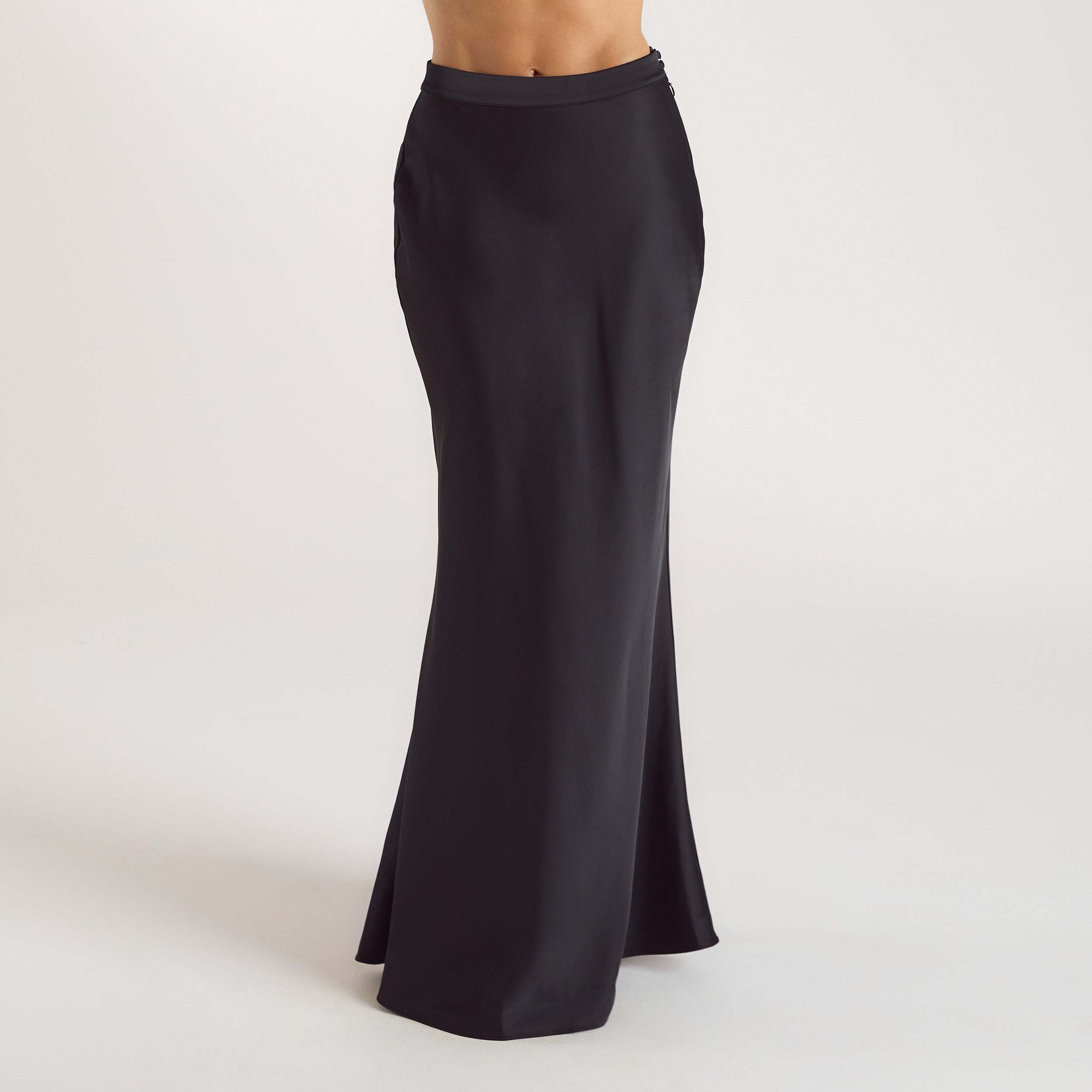 Mimi Satin Maxi Skirt - Black