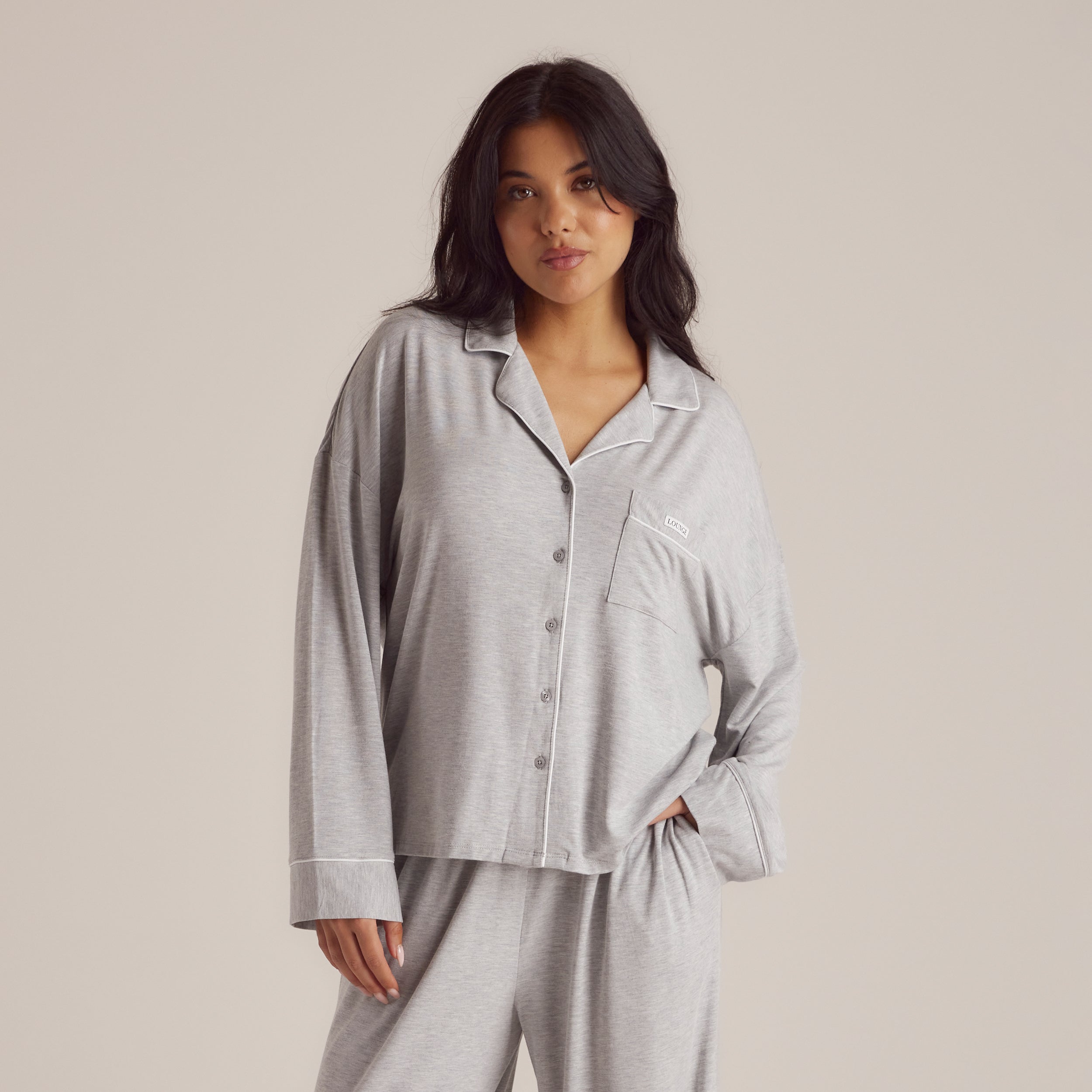 Modal Pajama Shirt - Grey Marl
