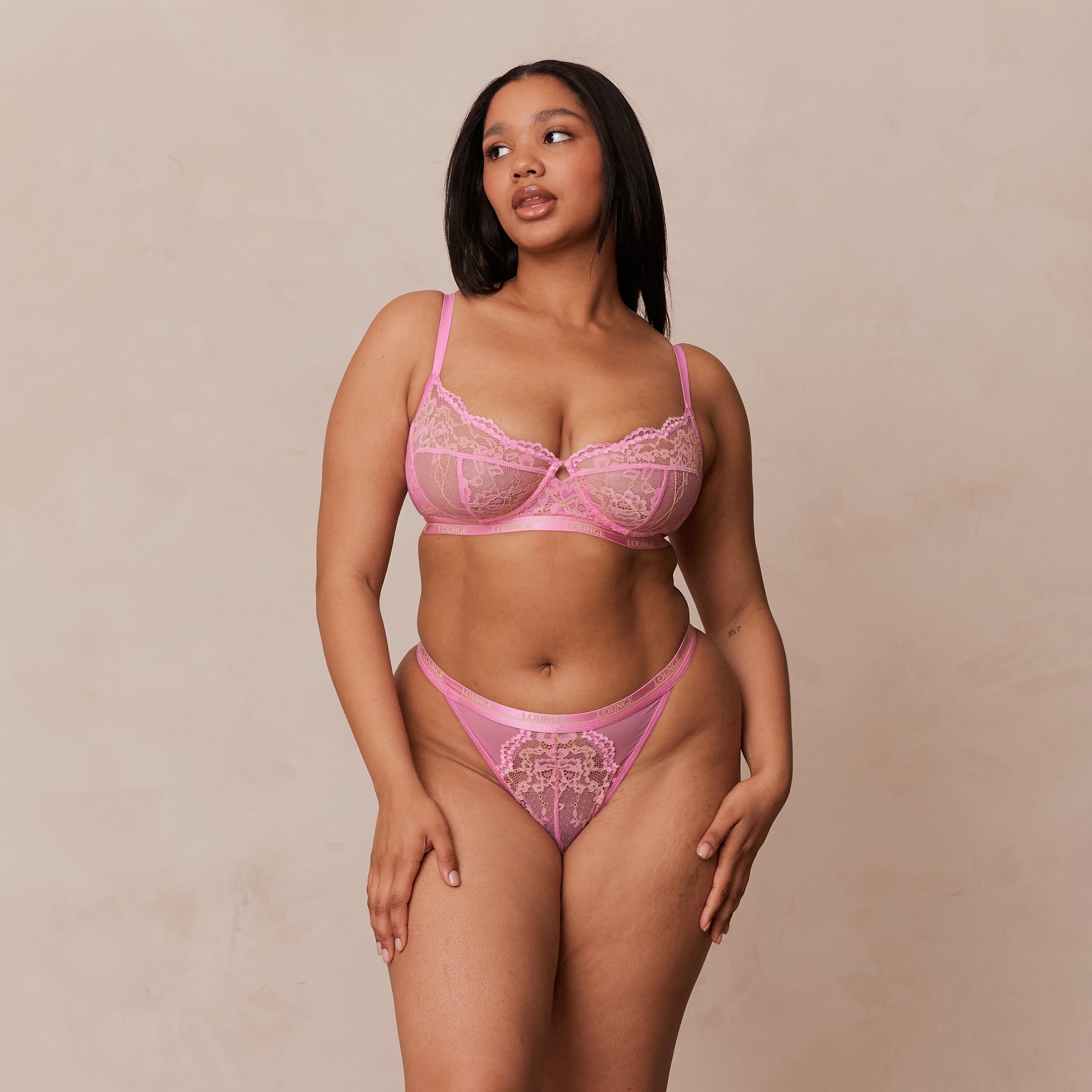 Two-tone Blossom Balcony Bra  - Pink