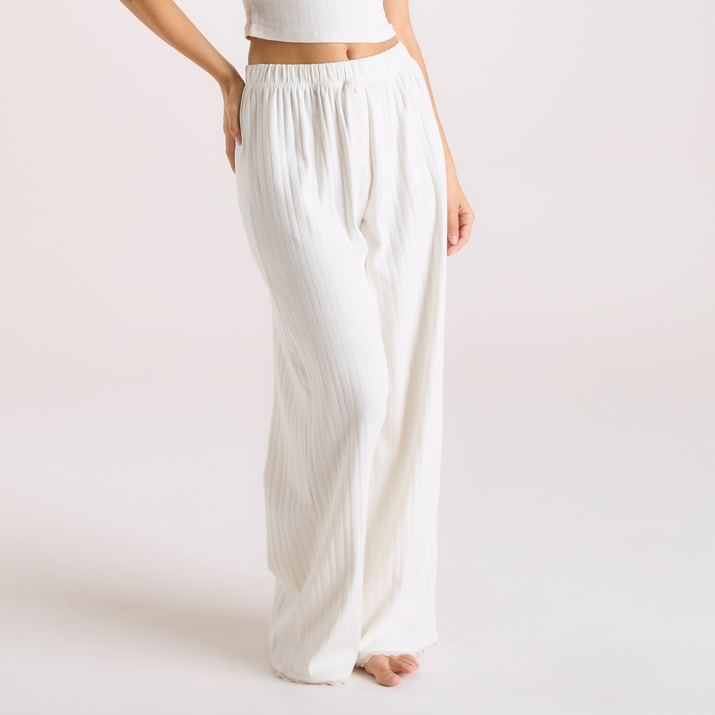 Pointelle Pajama Bottoms - Cream