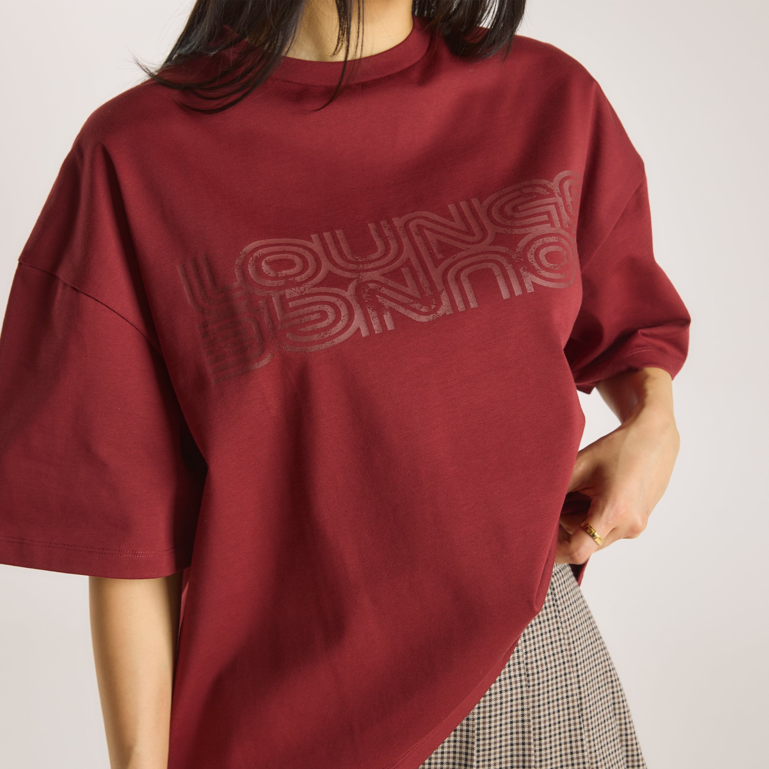 Oversized Graphic Tee - Burgundy