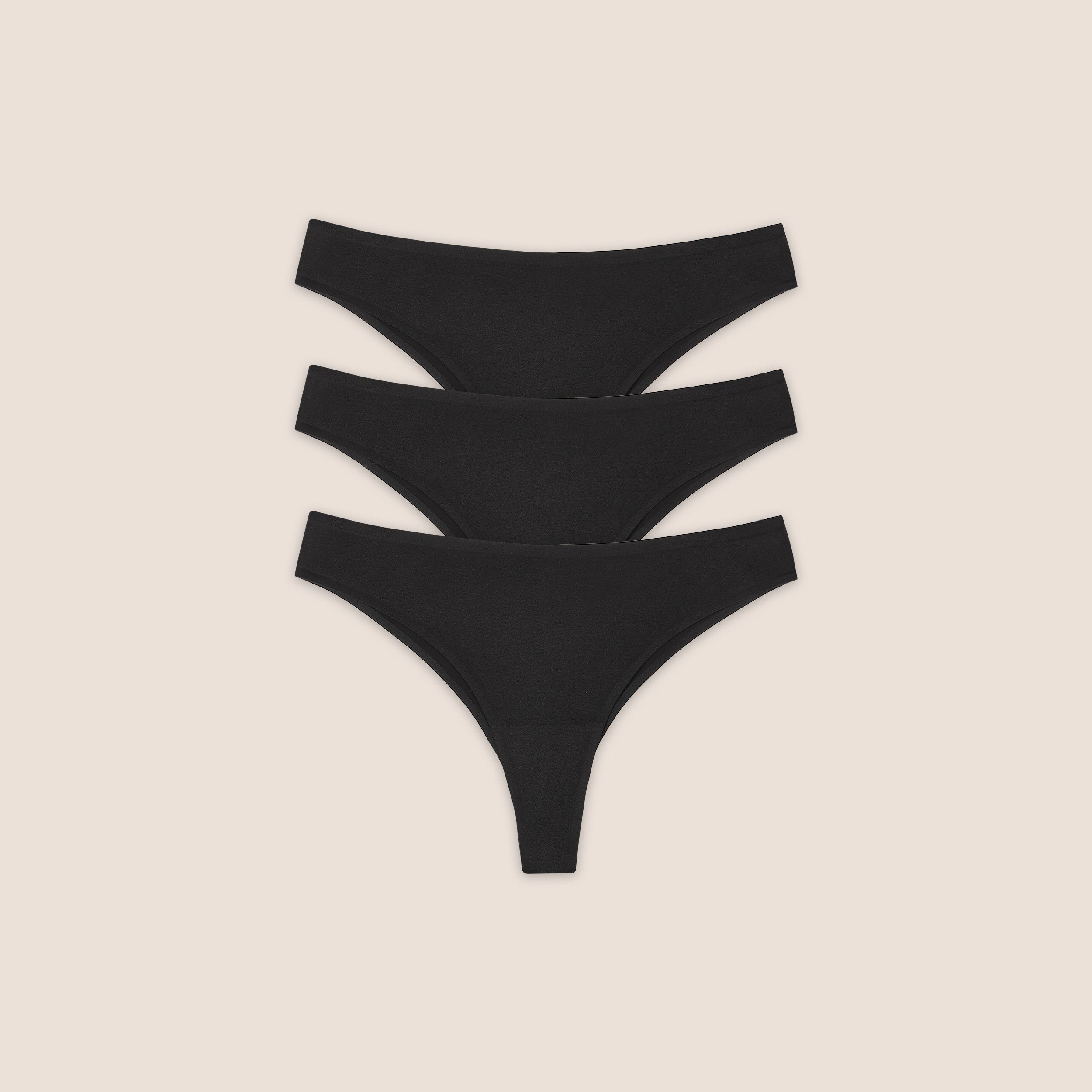 Seamless Bonded Brazilian Briefs (3-Pack) - Black