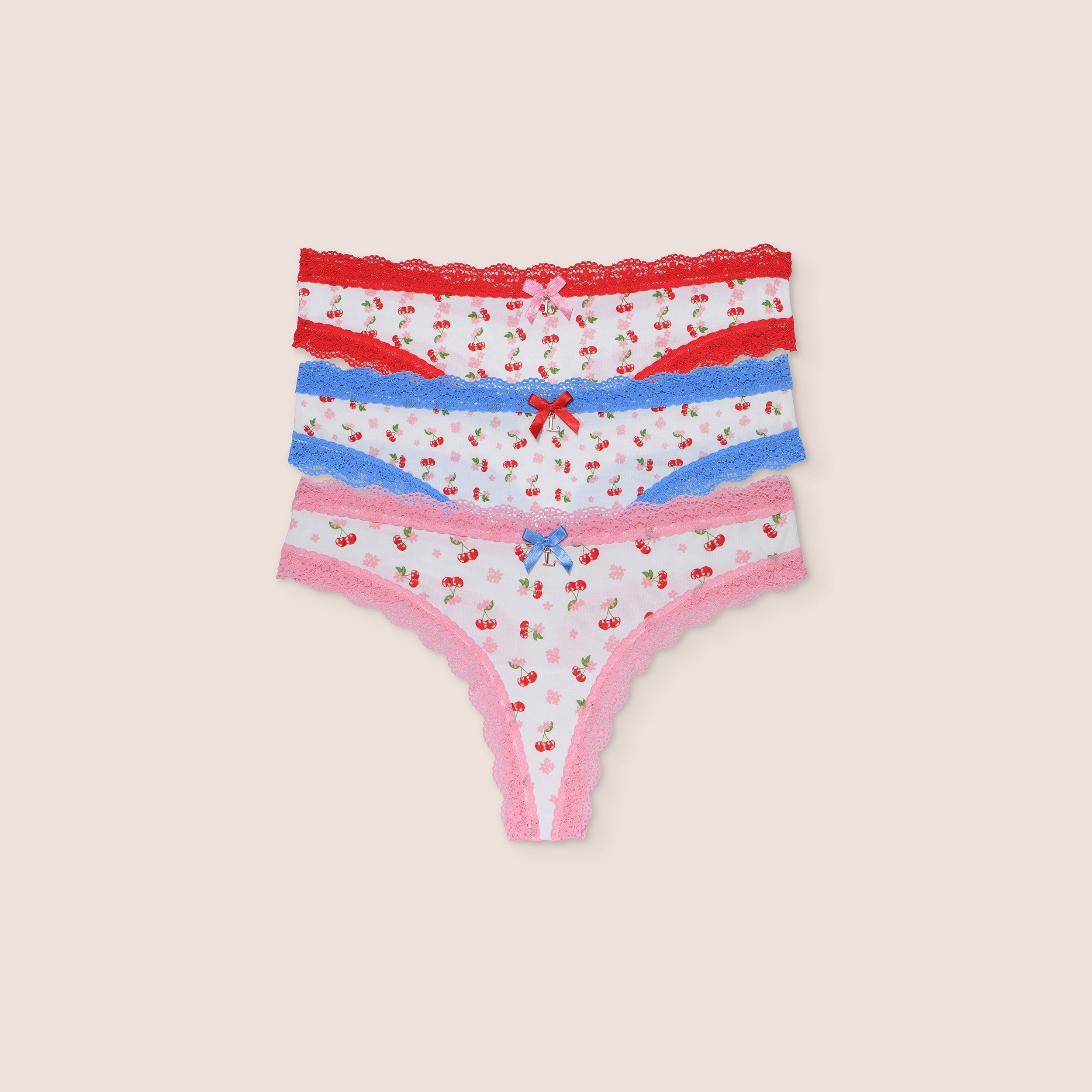 Cherry Print Thongs (3 Pack) - Multi