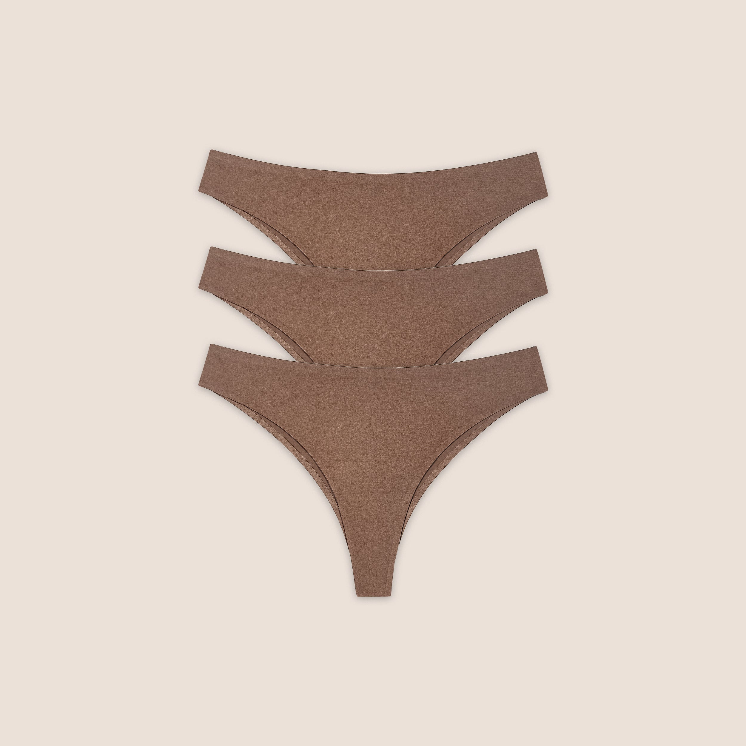 Seamless Bonded Brazilian Briefs (3-Pack) - Chestnut