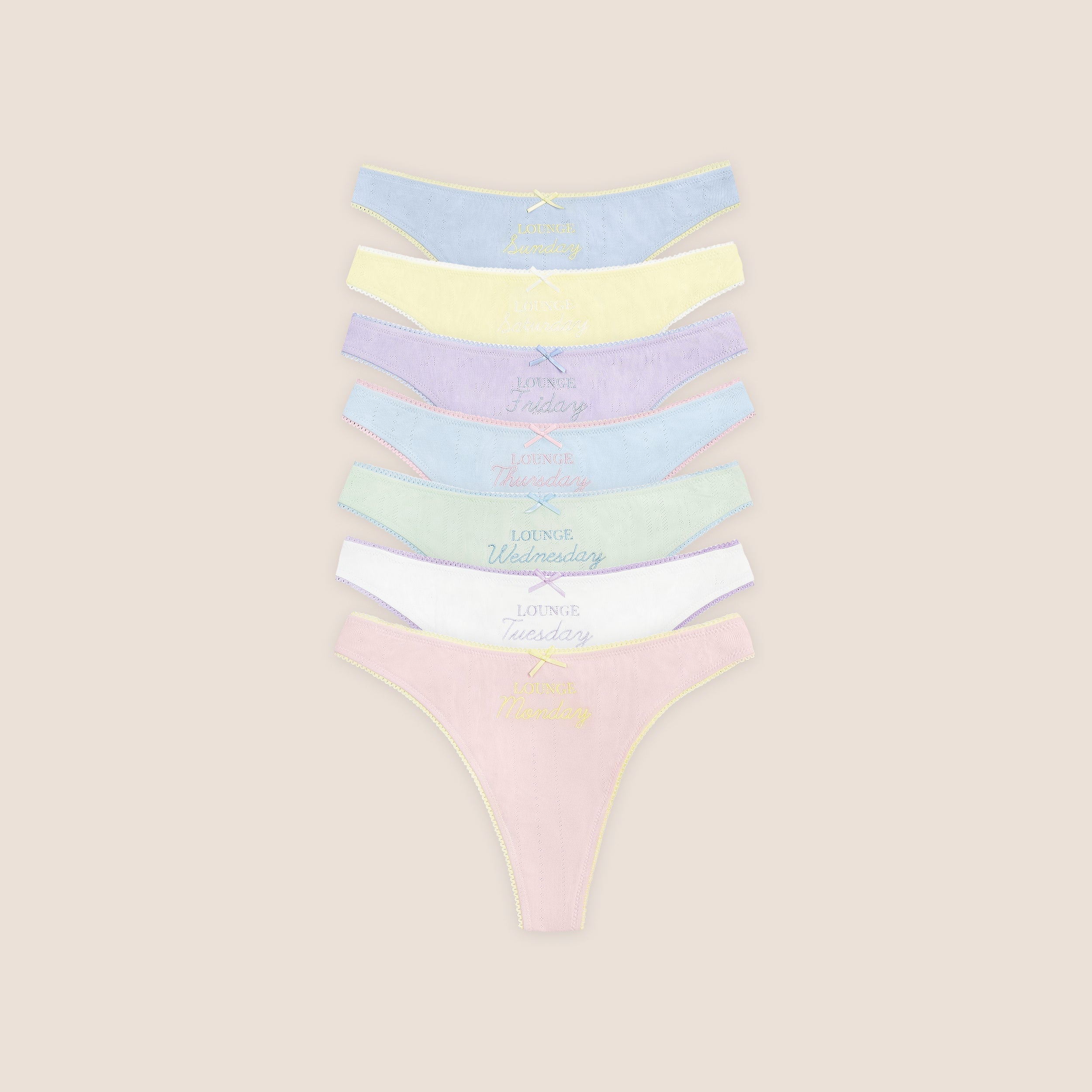 Days of the Week Thongs (7-Pack) - Multicolour Pastel